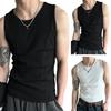 Men Ribbed Tank Top Summer Sleeveless T-Shirt Solid Color Workout Tank Top for Gym Outdoor Sports Street Beach