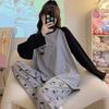Women's Smile Face Cartoon Pajama Set - Long Sleeve Spring/Autumn Sleepwear