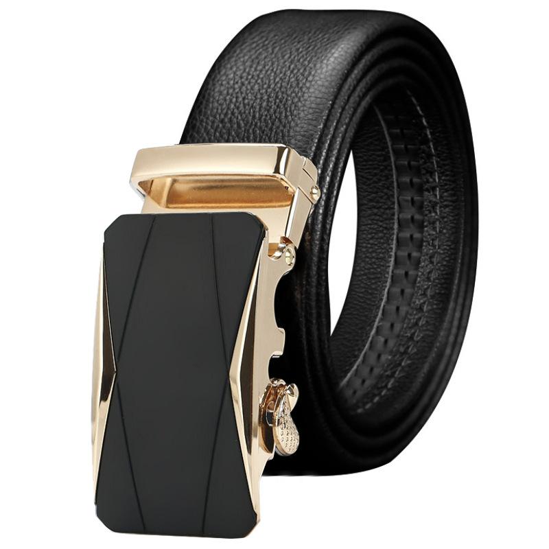 Men'S Cowhide Belt High-End Automatic Buckle Leather Belt Men'S Middle-Aged And Young Leisure Business Belt Men