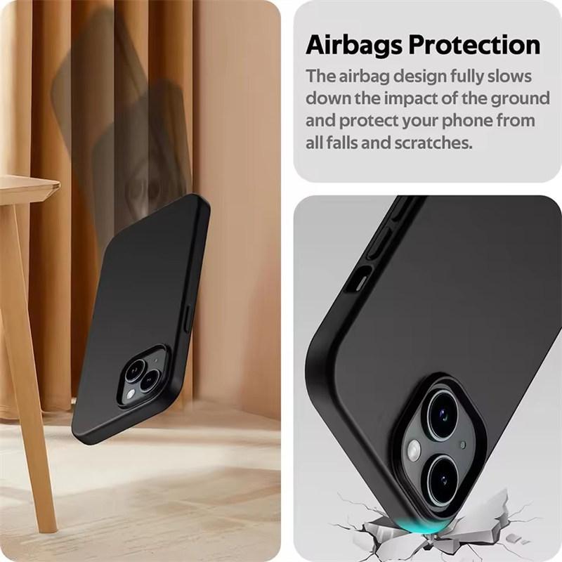 Luxusní matný silikonový měkký obal pro iPhone 17 Air 16 15 14 Plus 13 12 Mini 11 Pro Max XR XS 7/8 Ultratenký pevný černý kryt