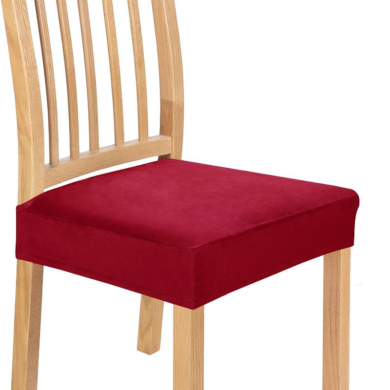 Velvet Chair Seat Covers Removable Washable Anti-Dust Stretch Spandex Dining Room Upholstered Chair Seat Slipcovers