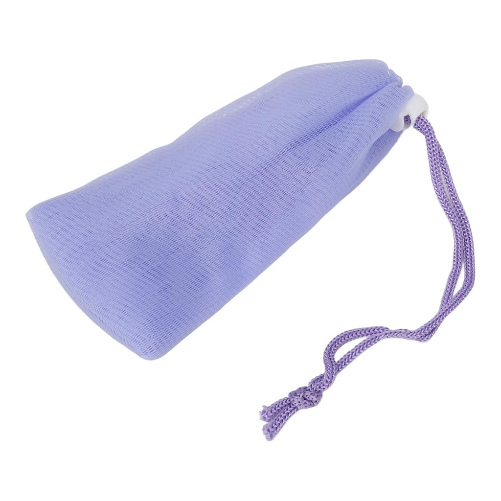 5 Stück Netz Seifensäckchen Sparbeutel Lila Schaumnetz mit Kordelzug Körper Gesichtsreinigungs-Werkzeug