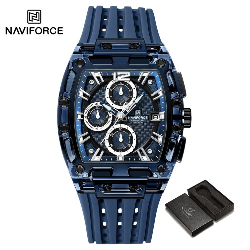 

Naviforce Часы для мужчин Модные часы Повседневные спортивные часы с хронографом Водонепроницаемые ударопрочные часы унисекс синий