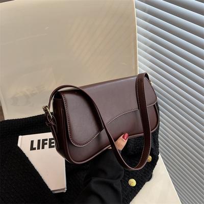 Retro Solid Color Messenger Women's Bag 2 Texture Fashion Shoulder Bag Trendy Versatile Handbag