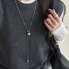 Korean silver sugar cube pull necklace women's 2025 new popular versatile temperament autumn and winter long sweater chain accessories
