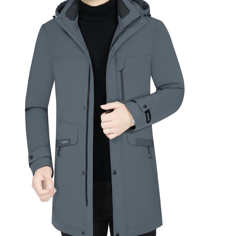 Down Jacket Men's Mid-length Winter Coat Men's Fitted Cotton-padded Jacket with Thick Coat Made of Goose Down