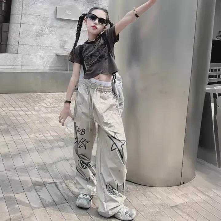 2024 Girls' Summer Graffiti Hip-Hop Streetwear Pants