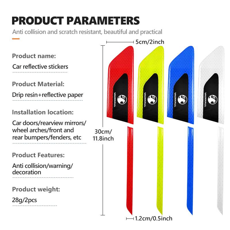 Car Door Reflective Safety Strip Stickers Warning Safety Tape For Vauxhall Corsa VXR Crossland Combo Life Astra Mokka Grandland