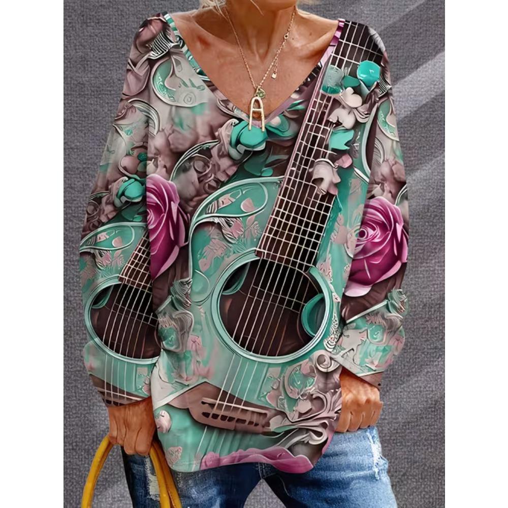 Printed Long-Sleeved T-Shirt for Women
