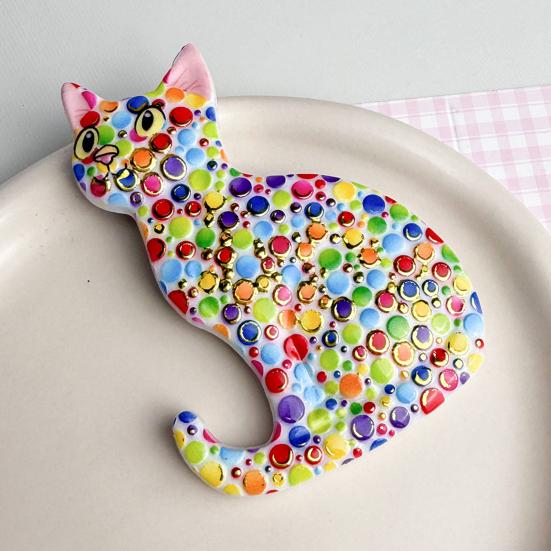 3D Sitting Cat Refrigerator Magnet Embossed Geometric Colorful Kitten Fridge Magnet Home Kitchen Cabinet Locker Whiteboard Decoration