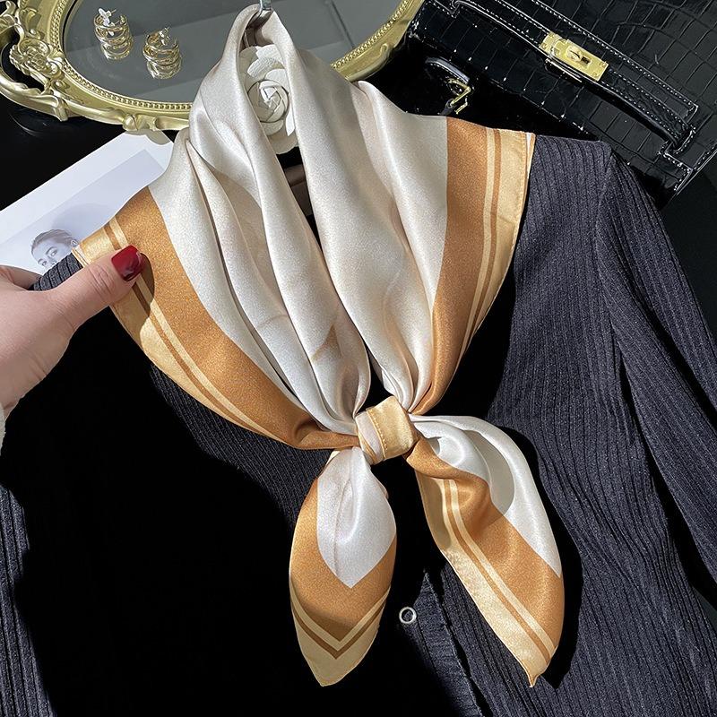 Elegant silk silk scarf women's sand painting mulberry silk printing silk scarf spring and autumn business versatile square scarf gift