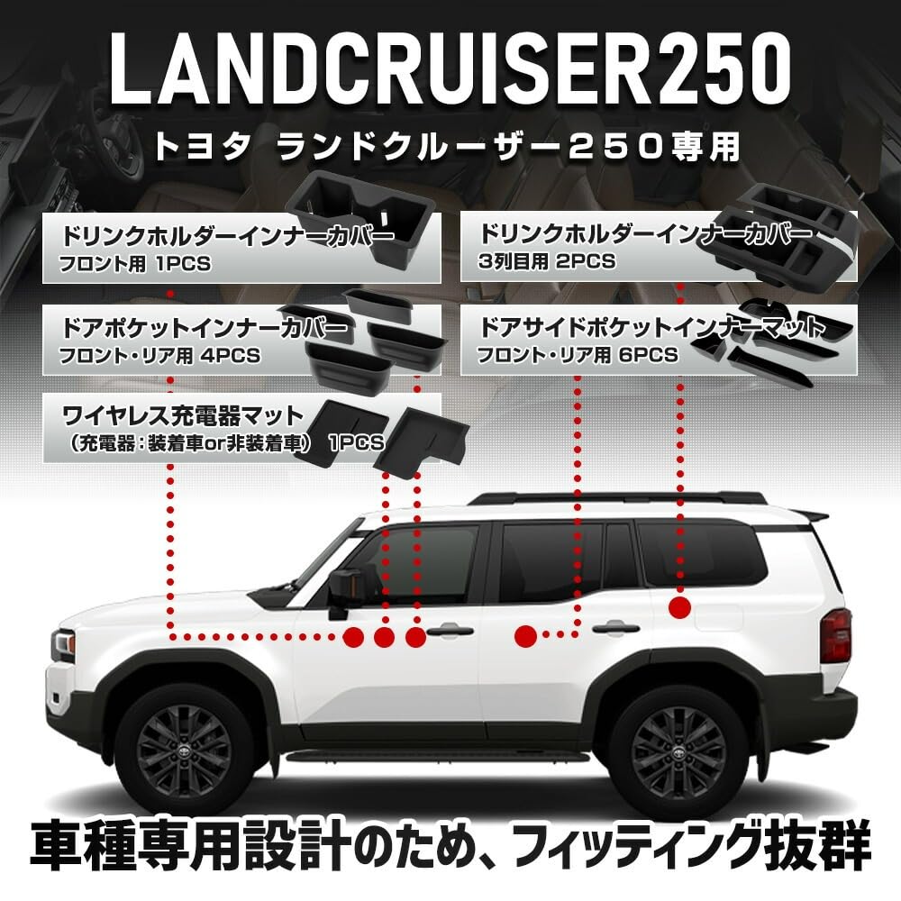 Land Cruiser 250 Protective Cover Mat Vehicles Without Wireless Prevents Easy to and Increases Interior Silicone Drink LANDCRUISER Custom Parts S