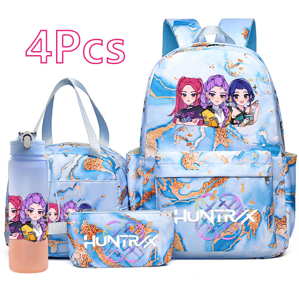

4 шт./набір Мультяшний рюкзак з принтом K-Pop, сумка, пенал з пляшкою для води 750 мл для підлітка, хлопчика, дівчинки, шкільний рюкзак, велика місткість, сумка для книг, Mochila