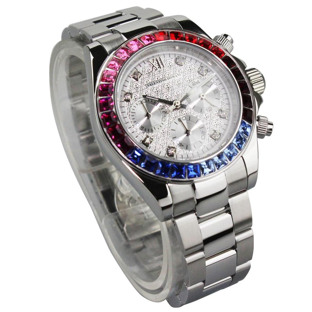 VALENTINO DOMANI Herrenuhr mit Zirkonia, Silbernem Zifferblatt und Zirkonia-Lünette (VD006MSS)