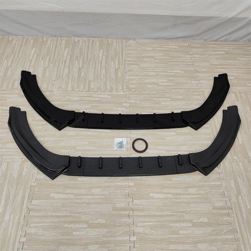 3Pcs Car Front Bumper Lip Spoiler Diffuser For Ford Fiesta MK8 ST ST-line 2017-2021 Pre-LCI ABS Gloss Black Bodykits Tuning