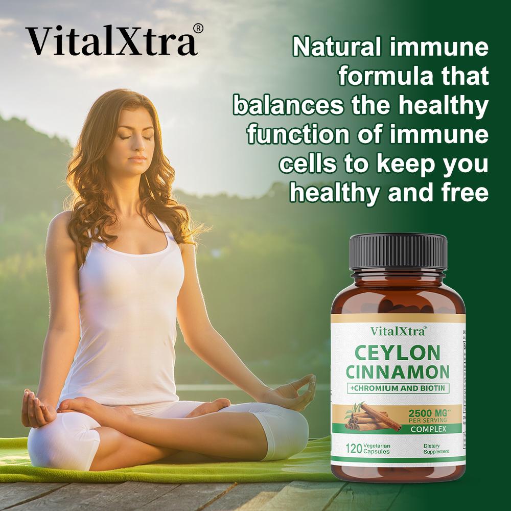 Ceylon Cinnamon Capsules 2500 Mg Chromium Biotin Supplement 120 Capsules