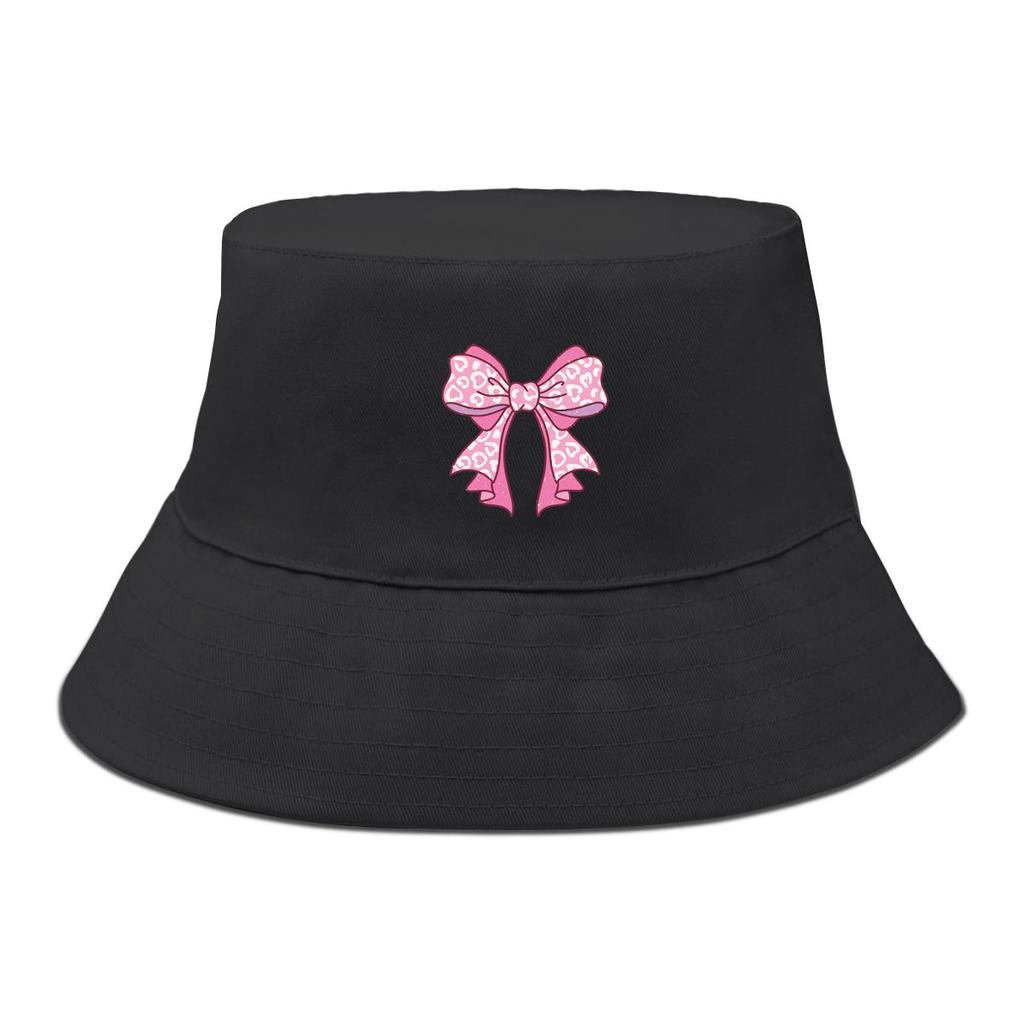Bucket Hat With Bowknot Pattern Print , Sun Cap Trendy Summer Candy Color Beach Hat
