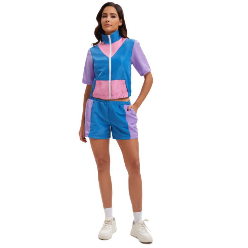 Damen Retro 70er Disco Sportbekleidung für Bühnenauftritte