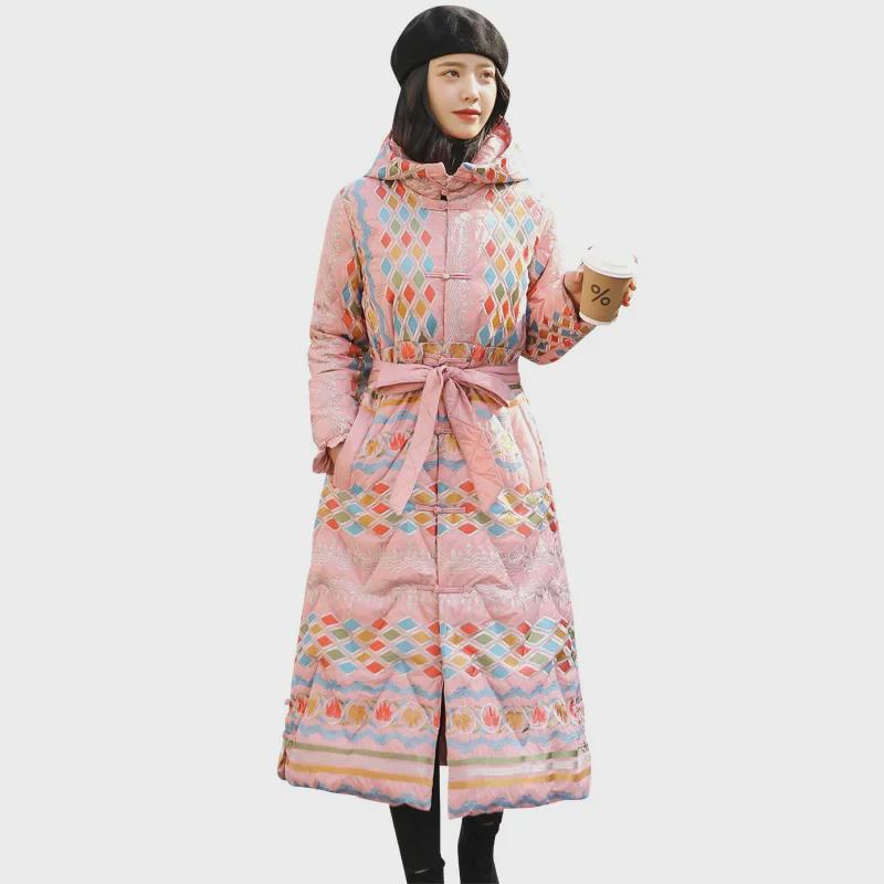 Women’s Slim Fit Chinese Ethnic Embroidered Down Jacket
