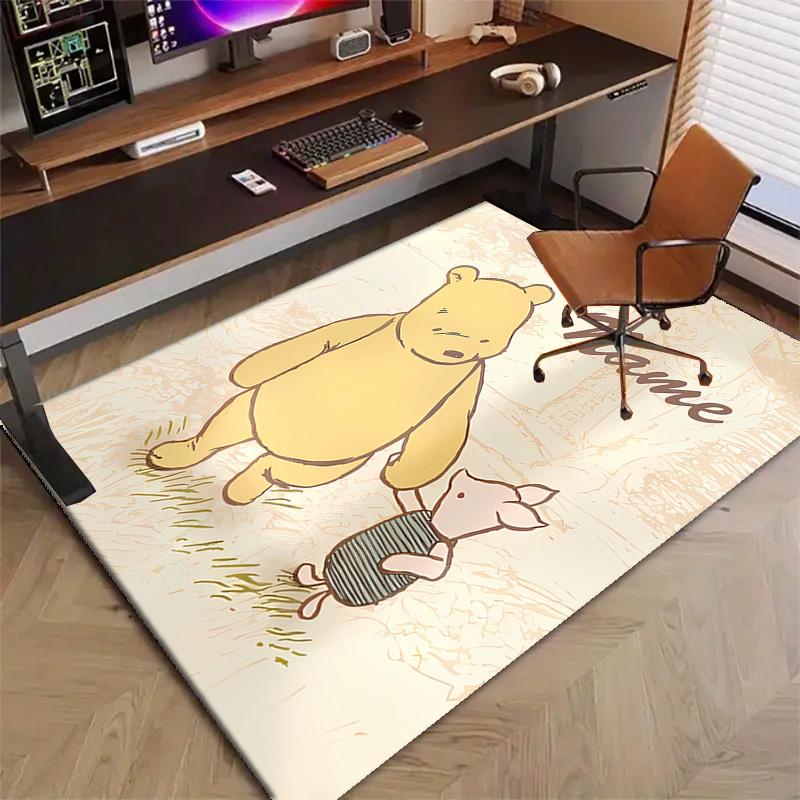 Custom Winnie Mat Personalized Name, Polyester Washable Indoor Entryway Rug, Gift for Christmas, Easter, Thanksgiving Day