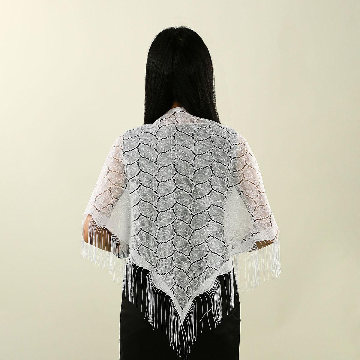 

Laven Lace Embroidery Triangle Scarf Hijab Muslim Church Prayer Wedding Mantilla Shawl with Tassels Women White Veil Bandana
