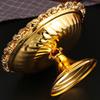 Footed Decorative Fruit Tray Vintage High Gloss Floral Carving Trim Metal Footed Fruit Plate for Snacks Nuts