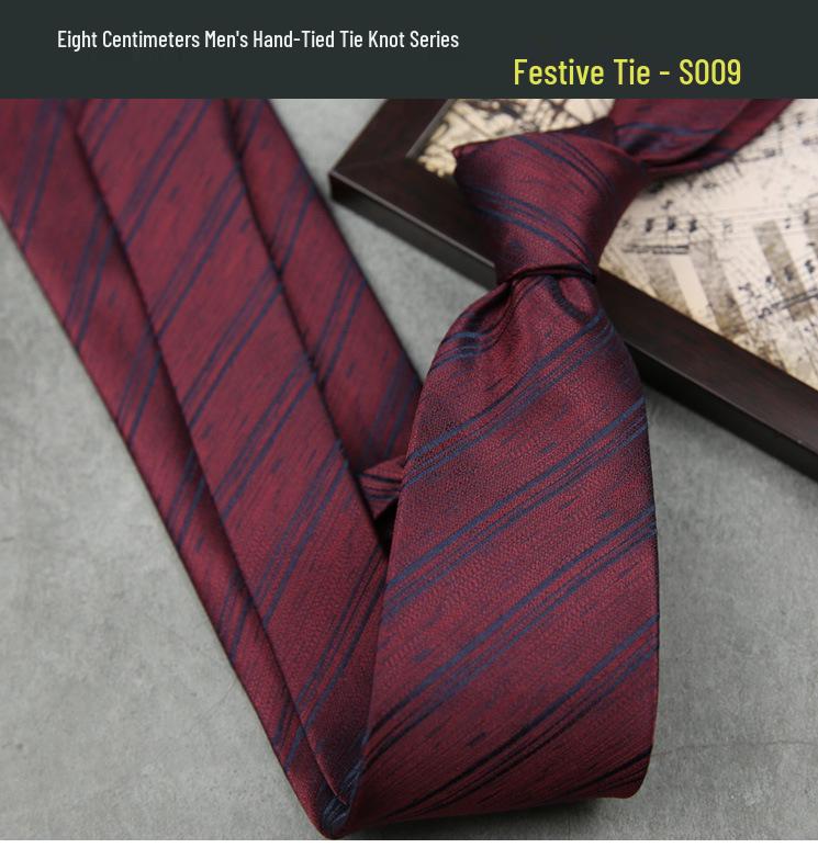 Men's Formal Wine Red Wedding Tie - 8CM Hand-Tied Groom Suit Accessory
