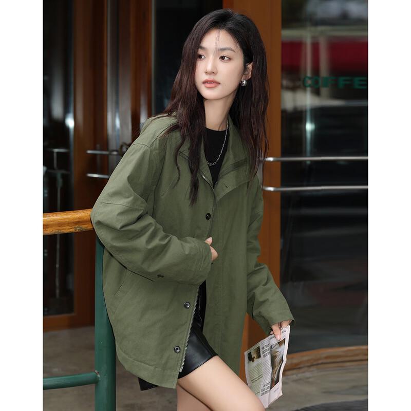 

De Mana Women s Winter Military Green Quilted Workwear Jacket L