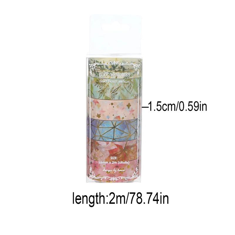 6 Rollos/caja de Cinta Washi de Planta Floral Adecuada para Decoración de Collage de Cuaderno DIY Un Regalo para Amigos Suministros de Aprendizaje