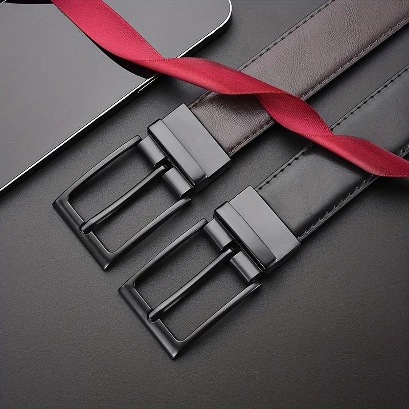1pc Men's Belt Rotating Alloy Buckle Belt Trend High End Authentic Belt Casual Business Plus Size Jeans Belt Wearable Both Sides