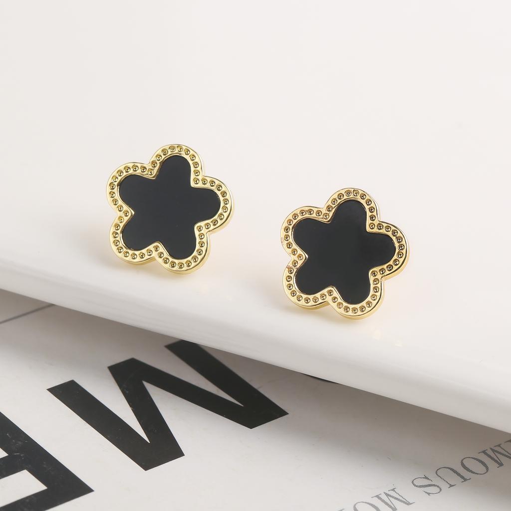 New Sweater Chain Five Point Star Creative Plant Plum Blossom Jewelry Set Shell Simple Bracelet/Necklace/Earrings Women's Clover