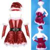 Kids Girls Santa Costume Outfit Sleeveless Sequin Tutu Dress Dance Show Fancy Dress Set for Christmas Cosplay Party