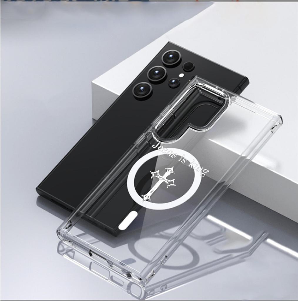 King Crown Magnetic Transparent Full Coverage Case for iPhone 15/16/17 Pro Max