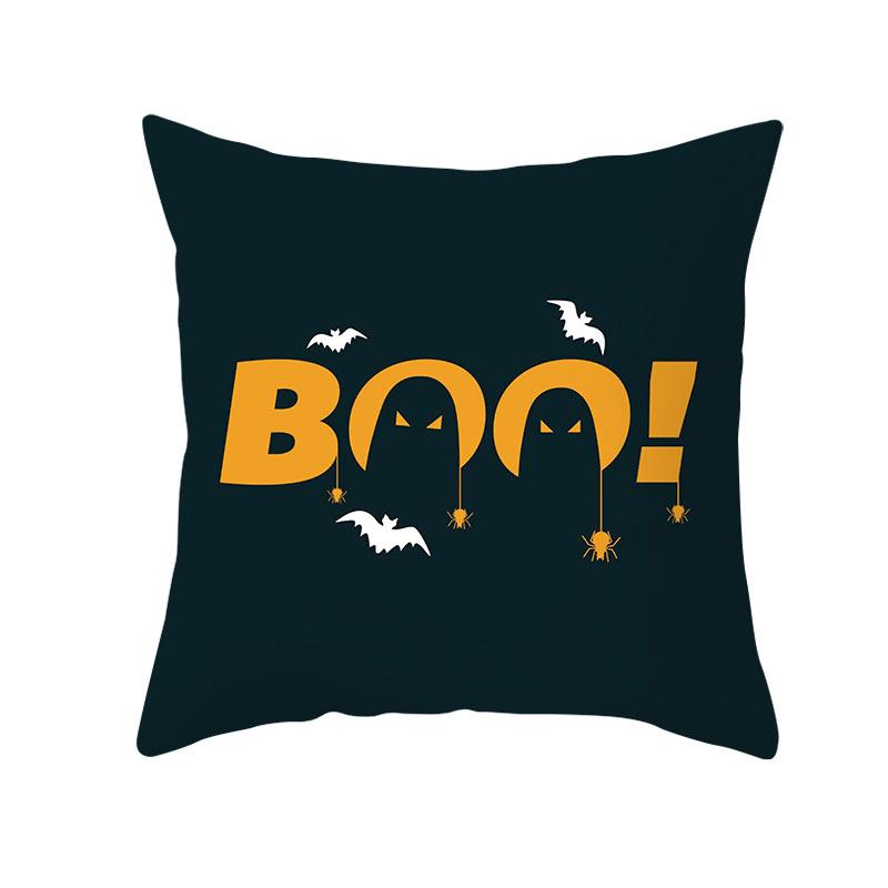 Halloween Theme Horror Pumpkin Bat Print Pattern Cushion Cover Home Living Room Sofa Decoration Square Throw Pillow Cover