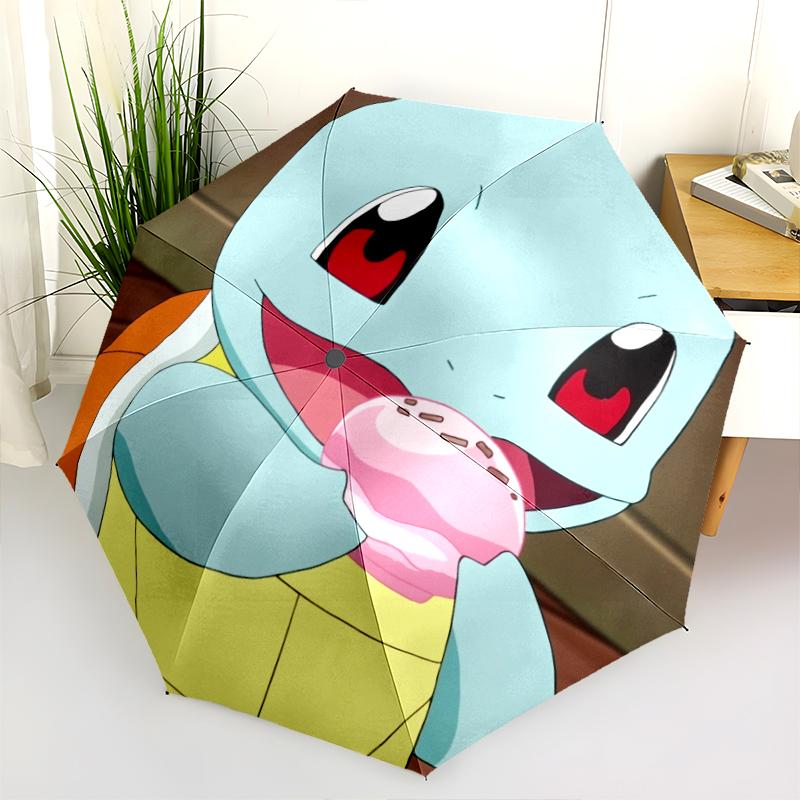 Cute Squirtle pattern, automatic folding umbrella, portable and foldable design, 8 ribs, a Christmas or birthday gift.