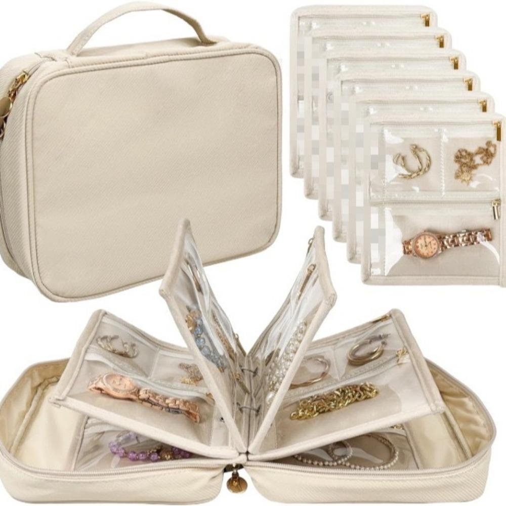 

Многослойное ожерелье, кольцо, упаковочный пакет, прозрачный ПВХ, органайзер для серег, для путешествий бежевый