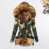 Dámský zimní péřový kabát Faux Fur s fleecovou podšívkou Zapínání na zip a druky Větruodolný Střední délka