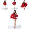 Stunning Women Christmas Red Velvet Santa Claus Cloak Cape Hooded Xmas Cosplay Costume