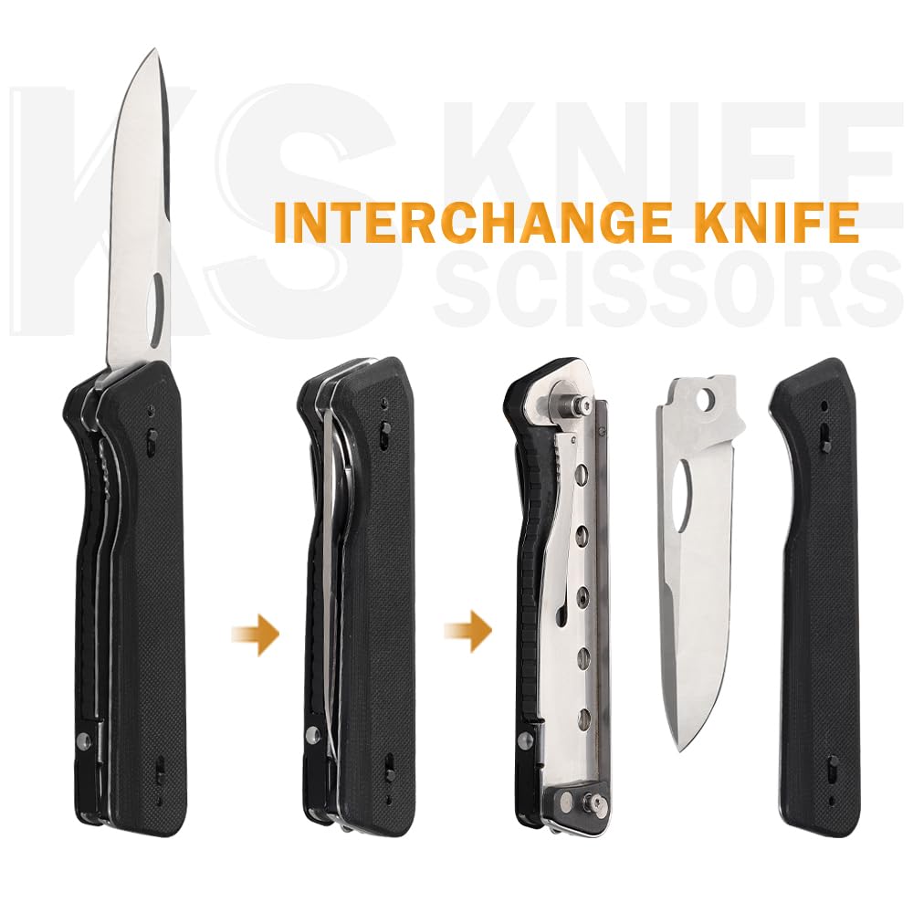 Roxon S501U Convenient To Carry with Belt Foldable Pocket Scissors with Replaceable Knife Perfect for Durable and Lightweight So You Can Carry It