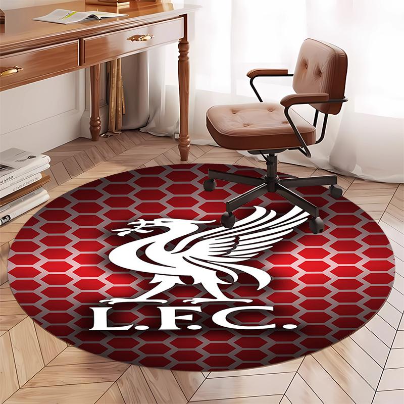 Alfombra Redonda Estampada del Liverpool Football Club Alfombra para Silla Alfombra de Área Felpudos para Entrada, para Silla de Oficina Sala de Estar Dormitorio Cocina.