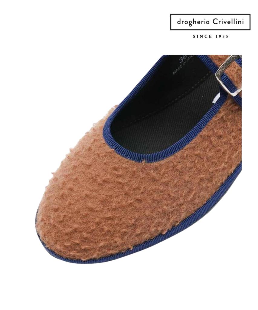 Drogheria Crivellini Wool Mary Jane Flats_Camel Collar