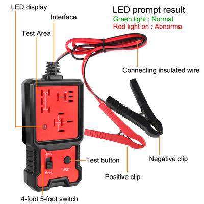 Uniwersalny 12V samochodowy tester przekaźników Elektroniczny samochodowy tester przekaźników do sprawdzania akumulatora samochodowego Analizator alternatora Narzędzie diagnostyczne