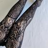 Women Sexy Plus Size Jacquard Mesh Fishnet Stockings New Western-Style Retro Sun Flower Totem Pattern Pantyhose Evil Goth Tights