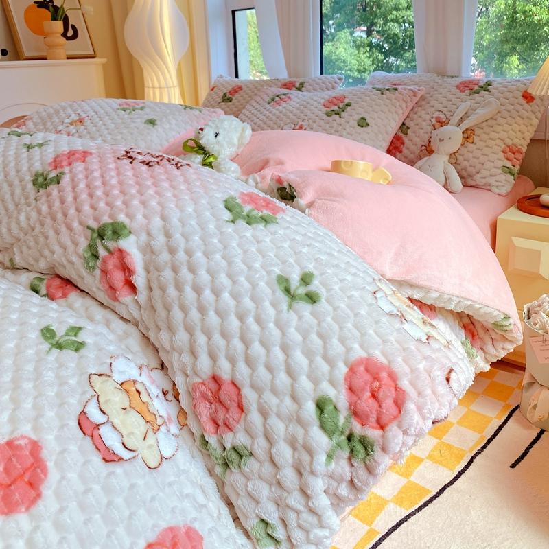 Gray Warm Milk Velvet Duvet Cover Autumn and Winter Thick Comforter Cover Children Adult Bedroom Solid Color Single Duvet Covers