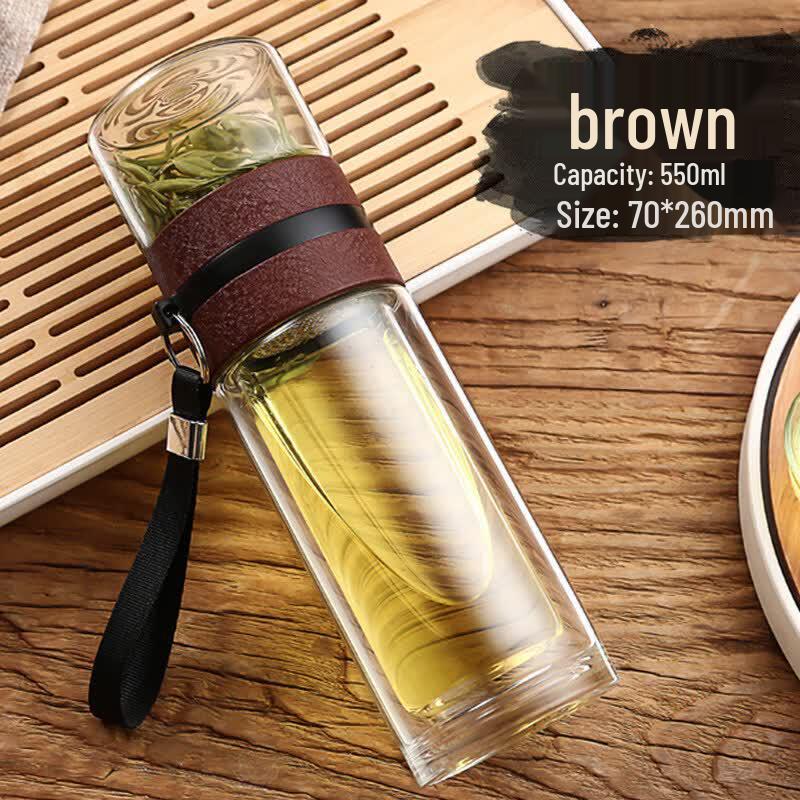Qiwei Double-Layer Glass Tea Infuser Bottle