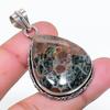 Natural Mud Crack Fossil Gemstone 925 Sterling Silver Jewelry Pendant 1.85" AP-14926