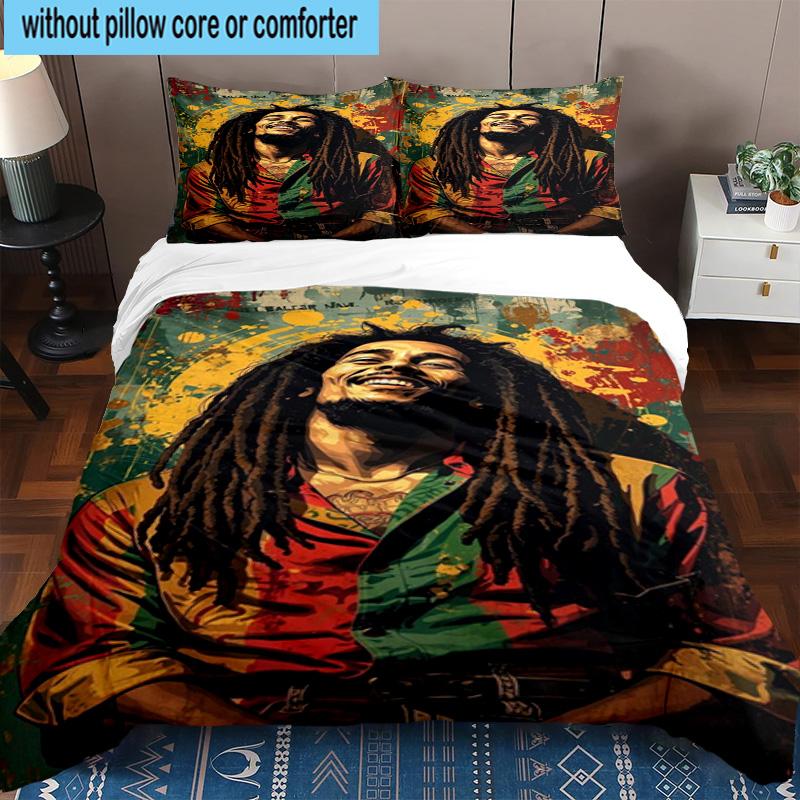 Bob Music Vibrant Art 3pcs Bedding,Including 1pc Duvet Cover And 2pcs Pillowcases Perfect for Christmas,Ideal for Bedroom, Dormitory