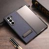 For Samsung Galaxy Z Fold 6 Case Luxury Lichee Pattern PU Leather Metal Back Kickstand Protective Folding Cover for Z Fold 6