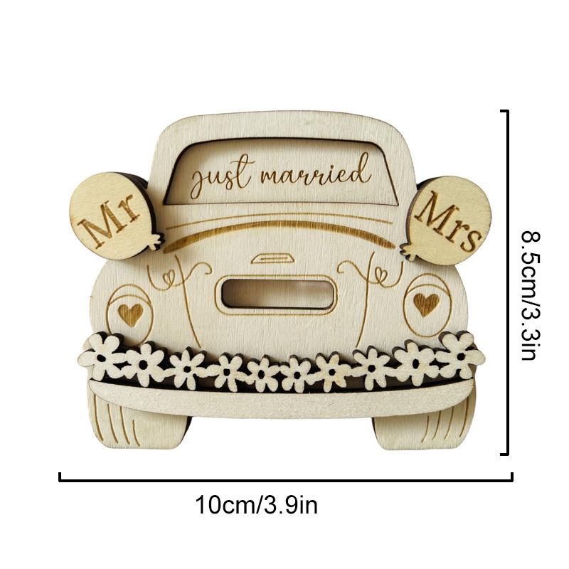 1PC Money Gift Holder Creative Congrats Card Wooden Crafts Desktop Ornament Unfinished Wood Car Shape Wedding