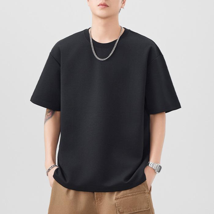 

Тяжелая футболка 300 г с коротким рукавом для мужской летней новинки однотонная футболка ретро с рукавом до локтя свободного кроя 4XL